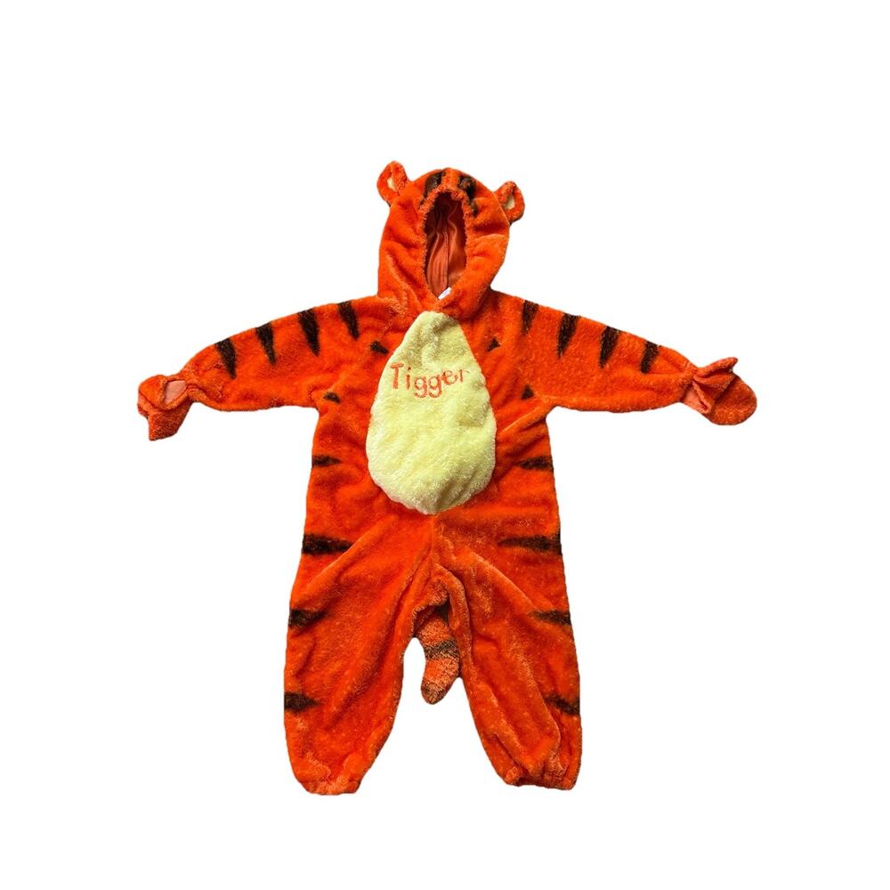 Disney Tigger Kids Costume Plush Hooded 1-Piece XXS Orange Striped w/ Mittens